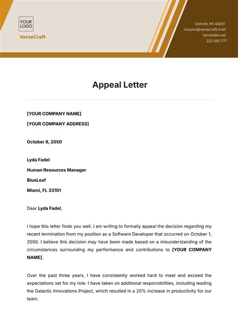 Appeal Letter Template
