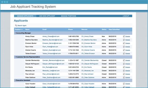 Applicant Tracking Template