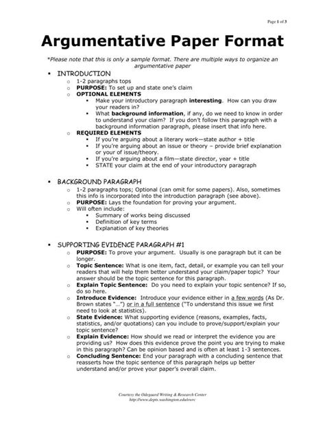 Argumentative Research Paper Outline Template