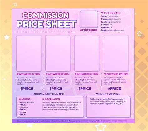 Art Commission Sheet Template