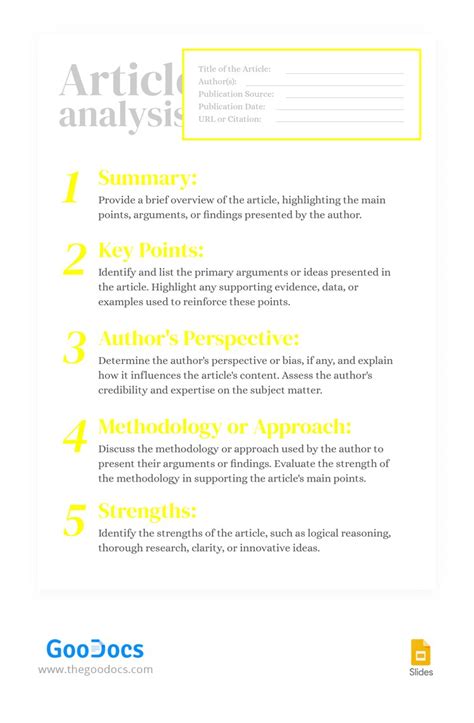 Article Analysis Template