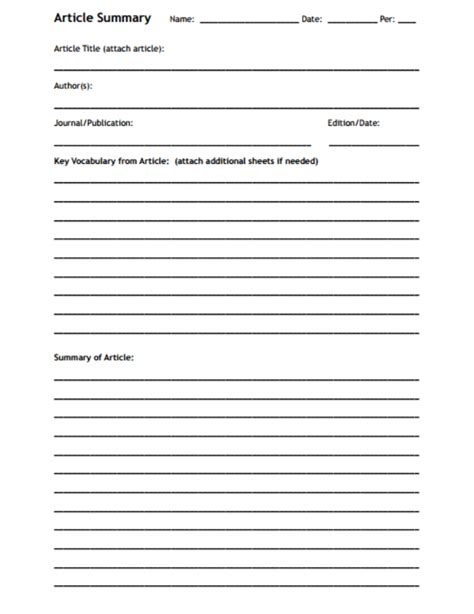 Article Summary Template