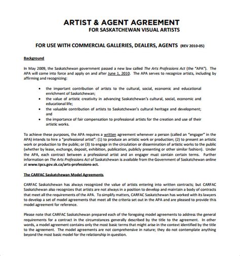Artist Agreement Template