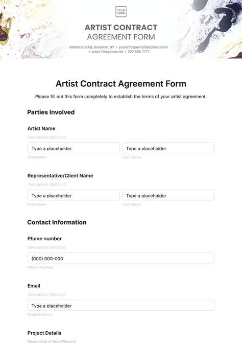 Artist Contract Template Free