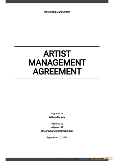 Artist Management Agreement Template
