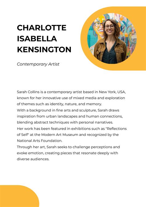 Artists Bio Template