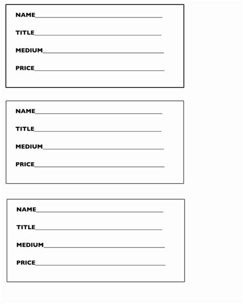 Artwork Labels Template Free