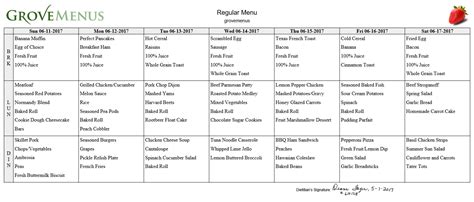 Assisted Living Menu Template