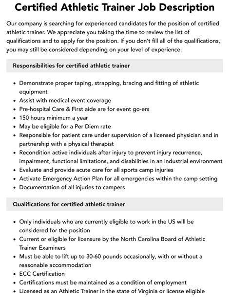 Athletic Trainer Career Description