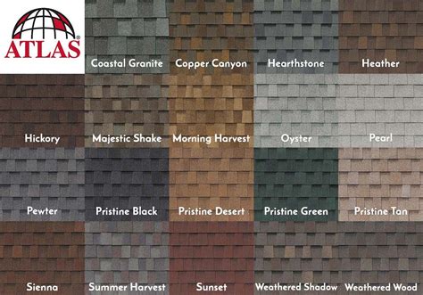 Atlas Shingles Colors Chart