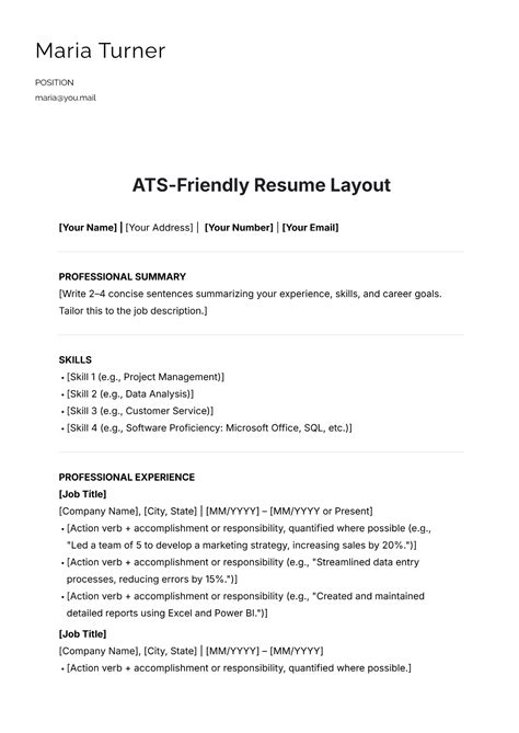 Ats Compatible Resume Template