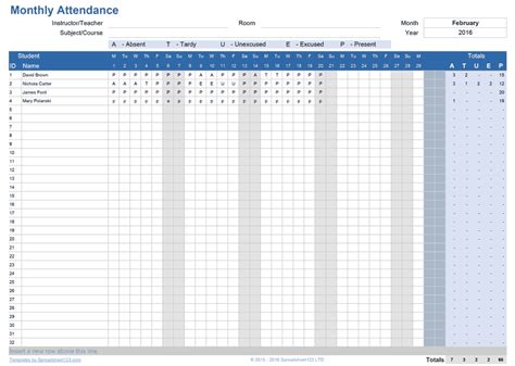 Attendance Tracker Excel Template