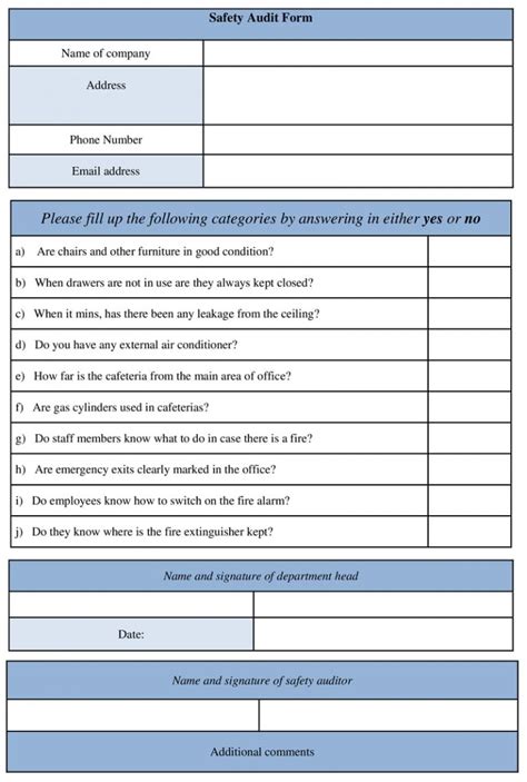 Audit Form Template