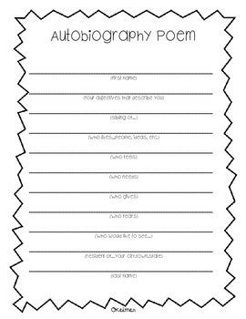 Autobiographical Poem Template
