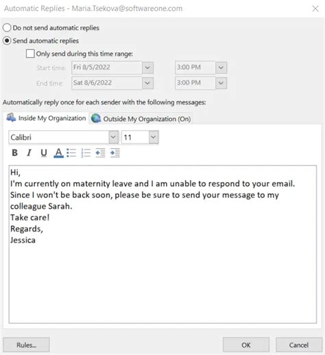 Automatic Reply Template On Leave