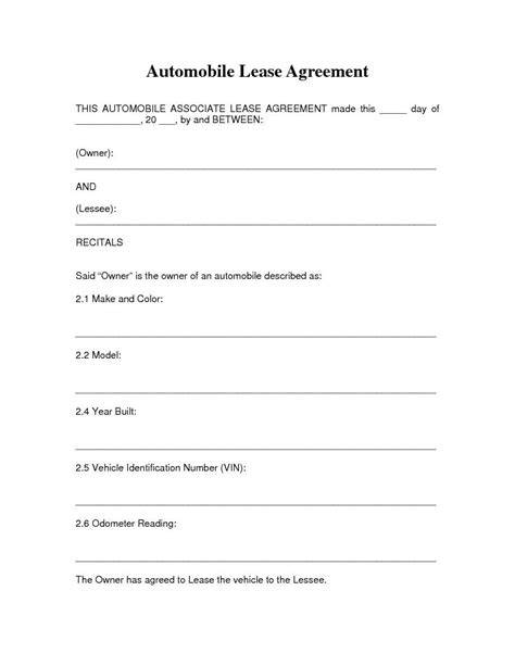 Automobile Lease Agreement Template