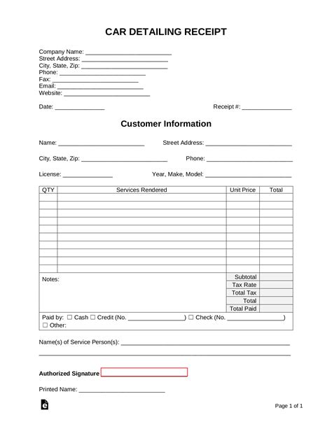 Automotive Receipt Template