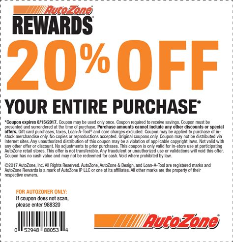 Autozone 20 Off Printable Coupon