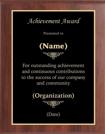 Award Plaque Template