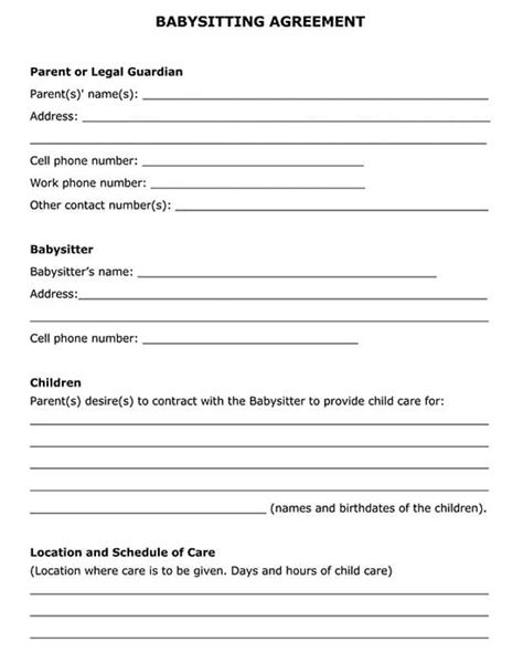 Babysitter Contract Template