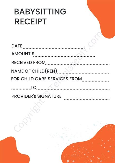 Babysitter Receipt Template