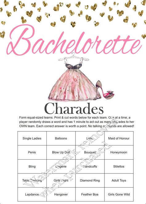 Bachelorette Charades Free Printable