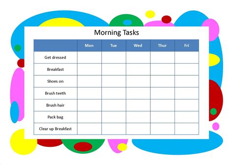 Back To School Printable Morning Task Charts