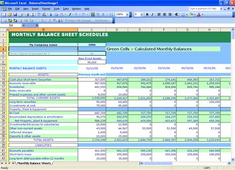 Balance Sheet Excel Template