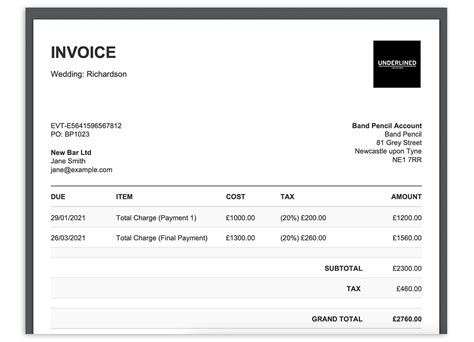 Band Invoice Template
