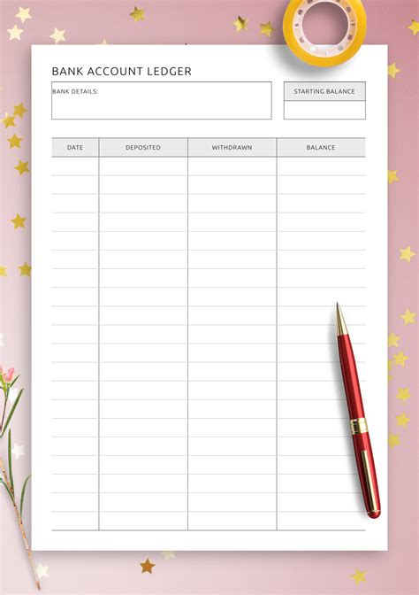 Bank Account Ledger Printable