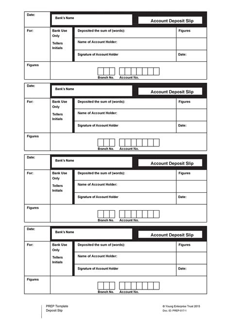 Bank Deposit Slip Template Word