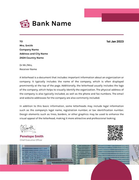 Bank Letterhead Template