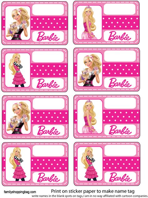 Barbie Name Tags Printable