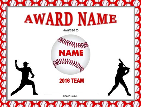 Baseball Award Certificate Template