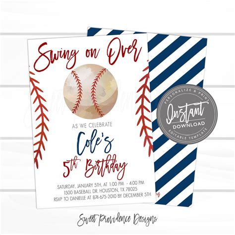 Baseball Party Invitation Template Free
