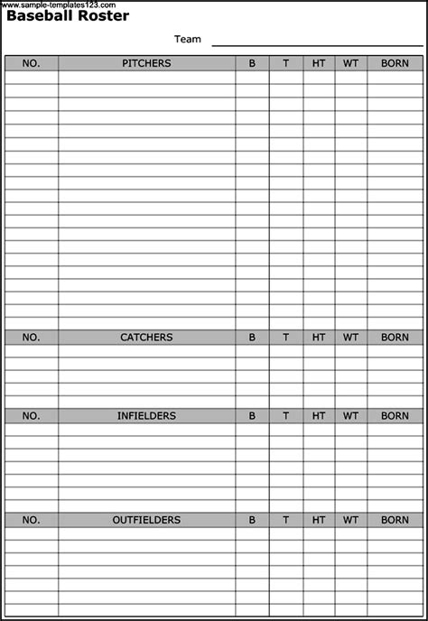 Baseball Roster Template