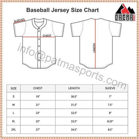 Baseball Youth Size Chart