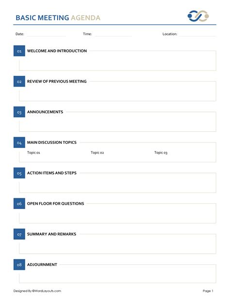 Basic Meeting Agenda Template