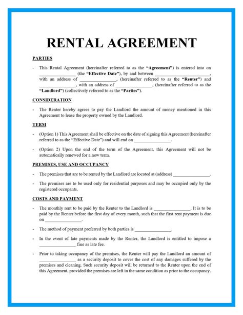 Basic Rental Agreement Template