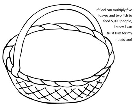 Basket Of Fish And Bread Printable Coloring Sheet