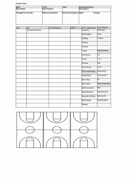 Basketball Practice Schedule Template