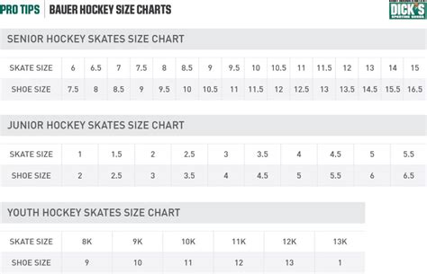 Bauer Size Chart Youth