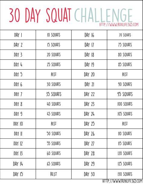 Beginner Printable Beginner 30 Day Squat Challenge