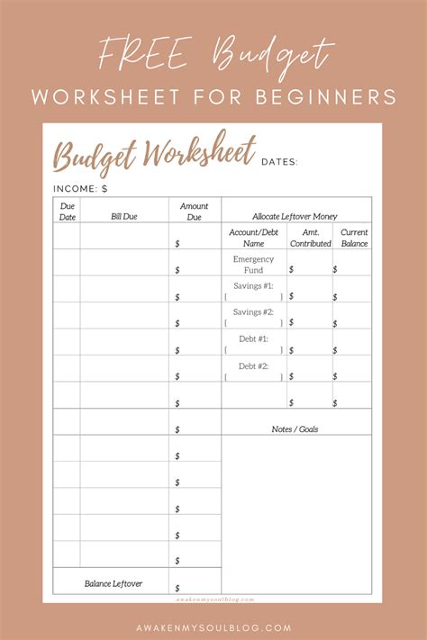 Beginners Budget Template