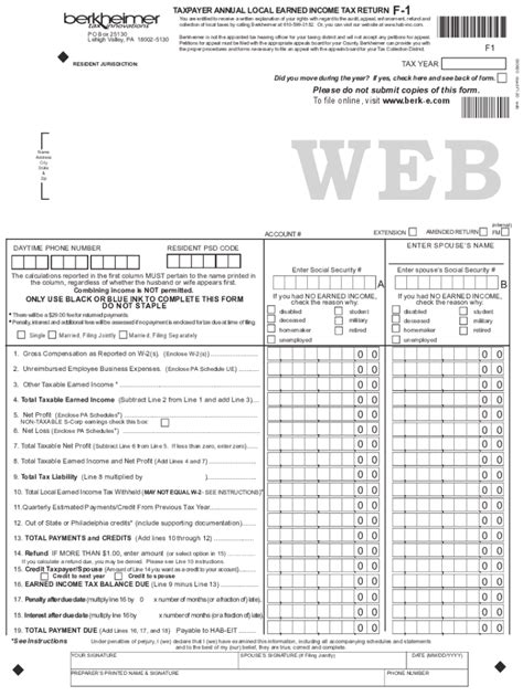 Berkheimer Printable Tax Form