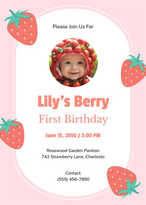 Berry First Birthday Invitation Template