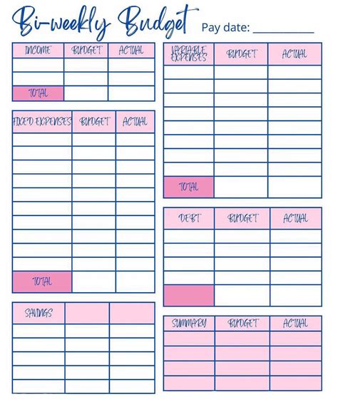 Bi Weekly Budget Printable