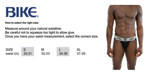 Bike Jockstrap Size Chart