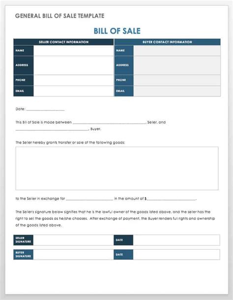 Bill Of Sale Template For Word