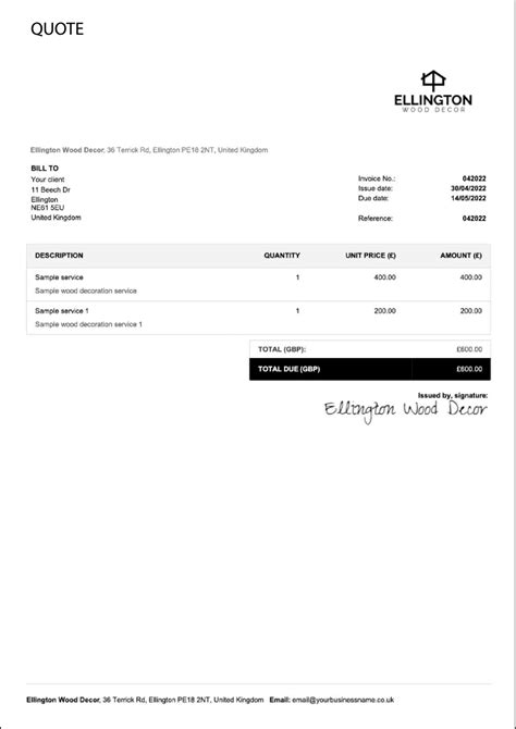 Billing Quote Template